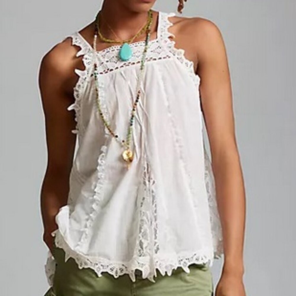 Anthropologie Lace Insert Swing Tank
